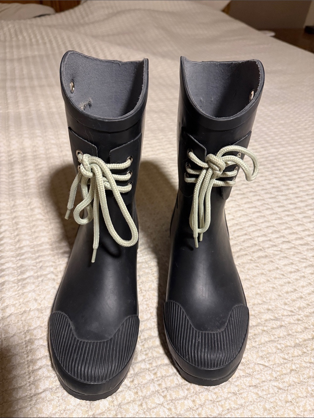 Women Nomad Black  Rain & Snow Boots with Light Gray Laces